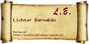 Lichter Barnabás névjegykártya